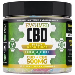 Fizzy Neon Rings Vegan CBD Gummies 500mg 750mg By Evolved CBD Gummy Series