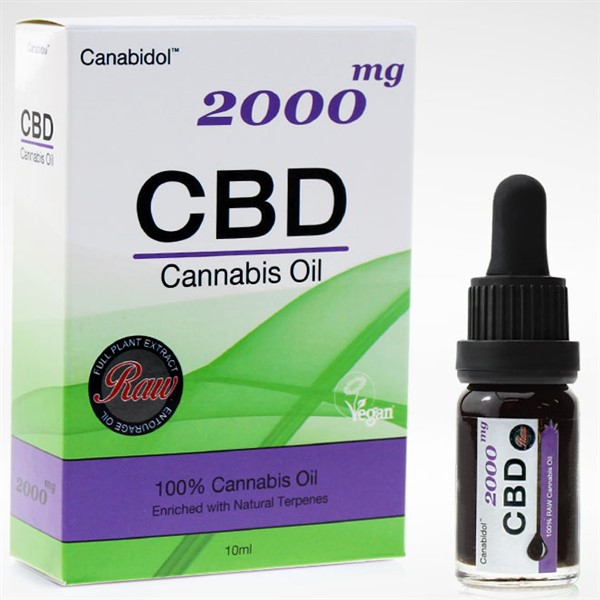 2000mg Raw Cannabis CBD Oil Drops 10ml By Canabidol