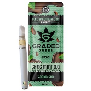 Choc Mint O.G Disposable Full Spectrum CBD Vape 300mg By Graded Green