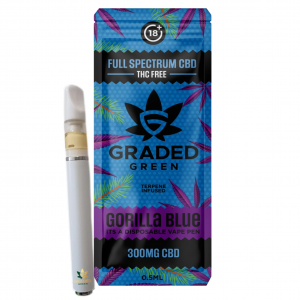 Gorilla Blue Disposable Full Spectrum CBD Vape 300mg By Graded Green