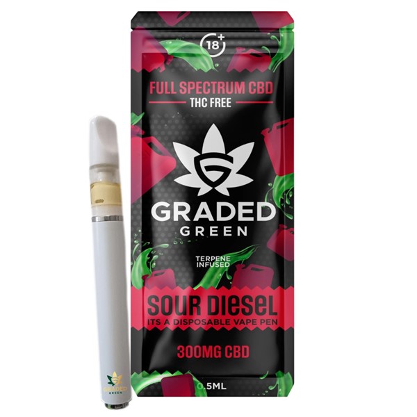Sour Diesel Disposable Full Spectrum CBD Vape 300mg By Graded Green