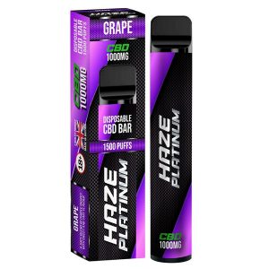 Grape Disposable 1000mg CBD Vape By Haze Platinum Bar