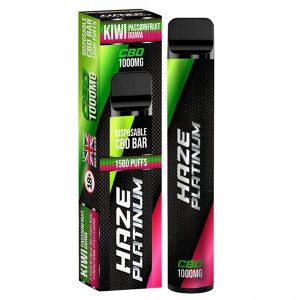 Kiwi Passionfruit Guava Disposable 1000mg CBD Vape By Haze Platinum Bar