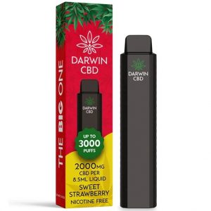 Sweet Strawberry Disposable CBD Vape 2000mg By Darwin CBD