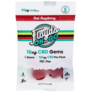 5 x 10mg Red Rasberry CBD Gummy By Floyd's On The Go CBD Gems